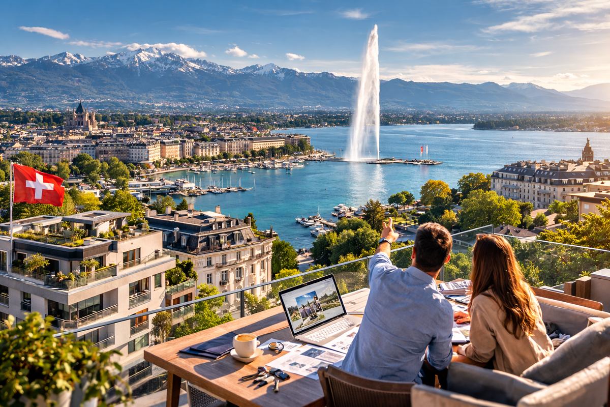 Panoramic view of the lake and the city