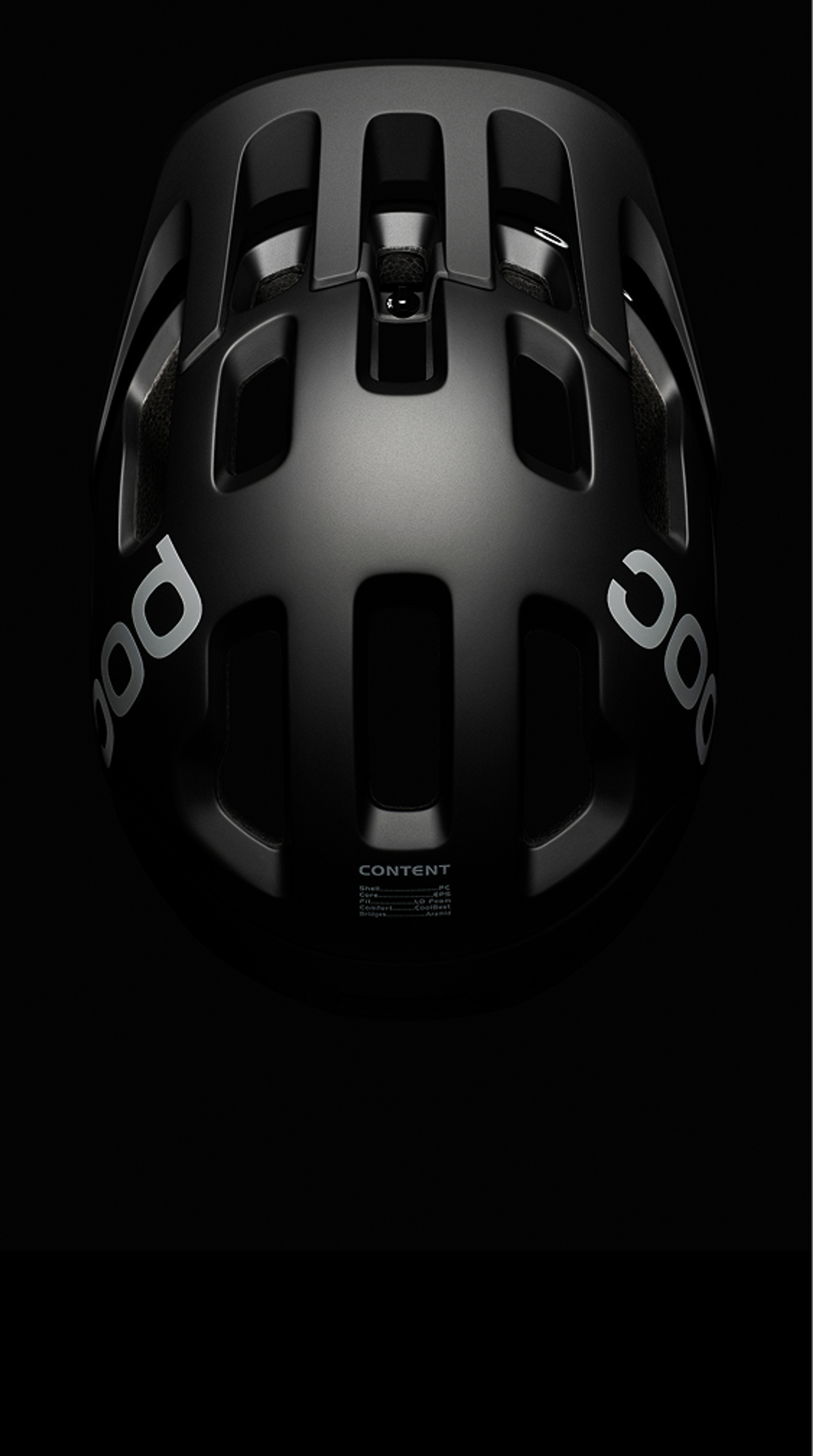 Black POC Tectal helmet with a black background