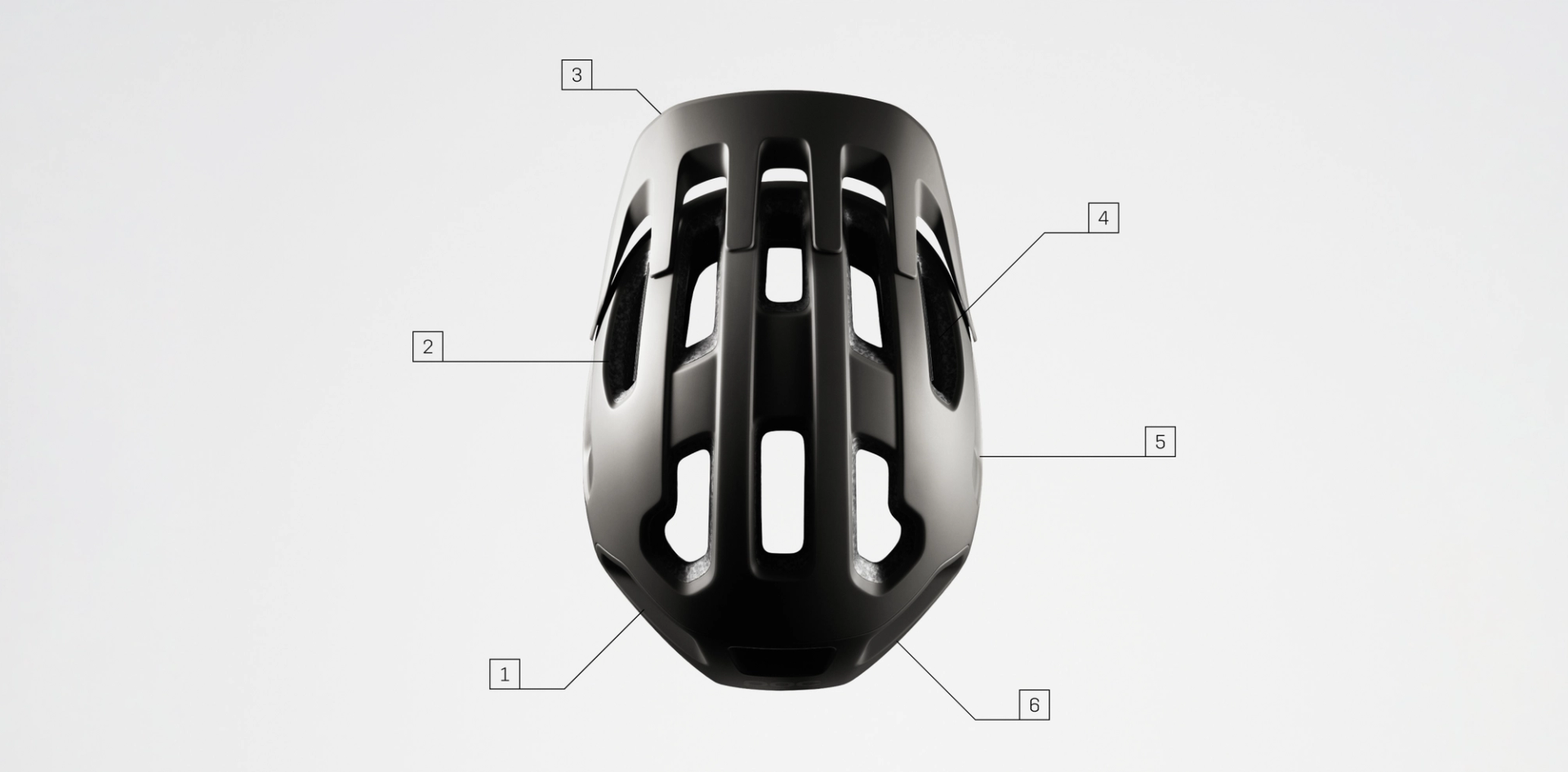 A top-down image of the new Cularis helmet, with numbers denoting some of the helmet’s technical features.