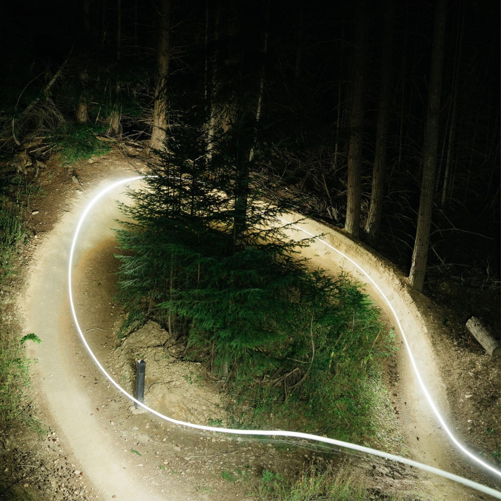 Ben Hildred riding in the dark with head lamp