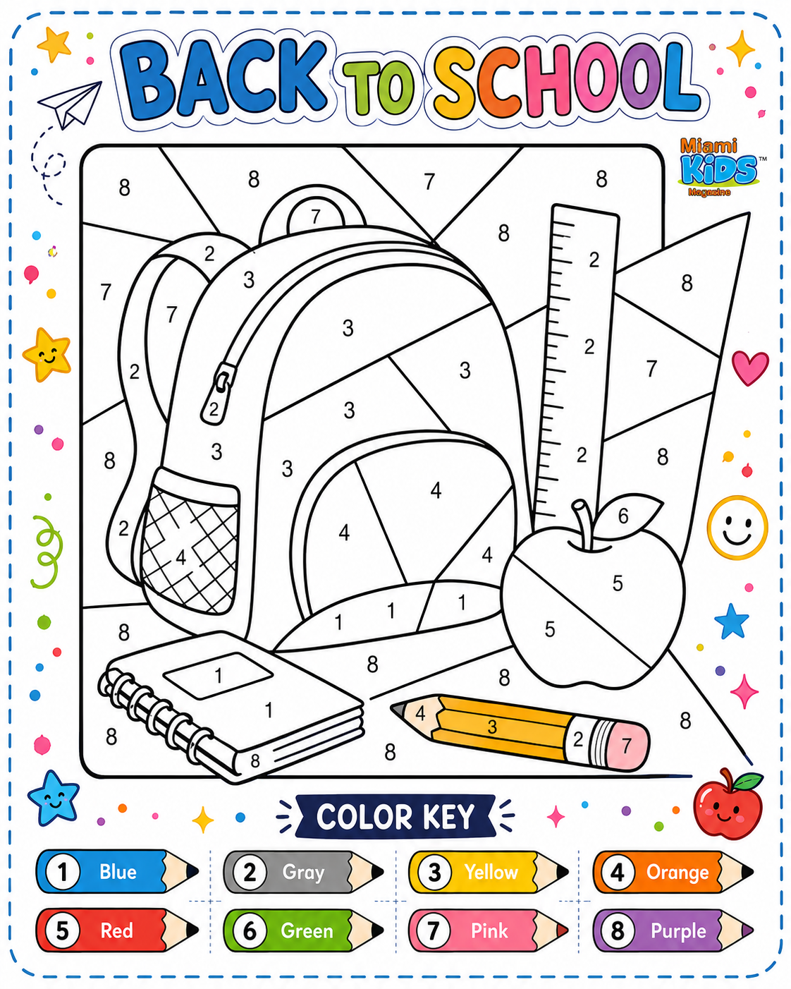 Colorea por números: regreso a clases