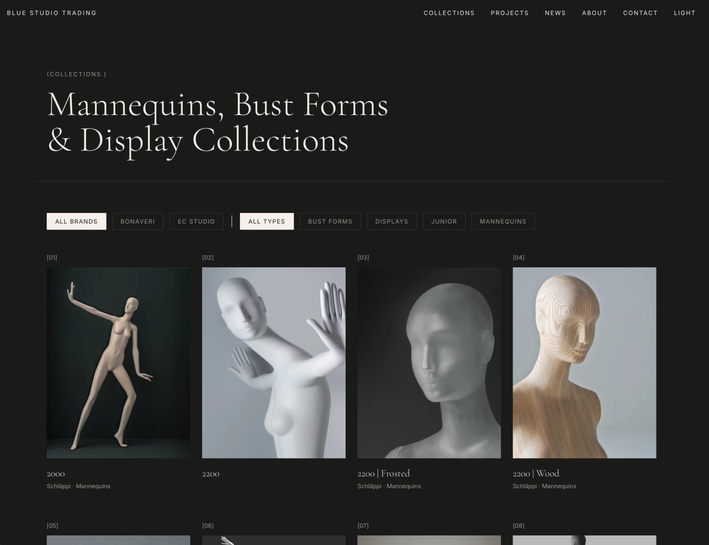 blue studio trading website dark mode