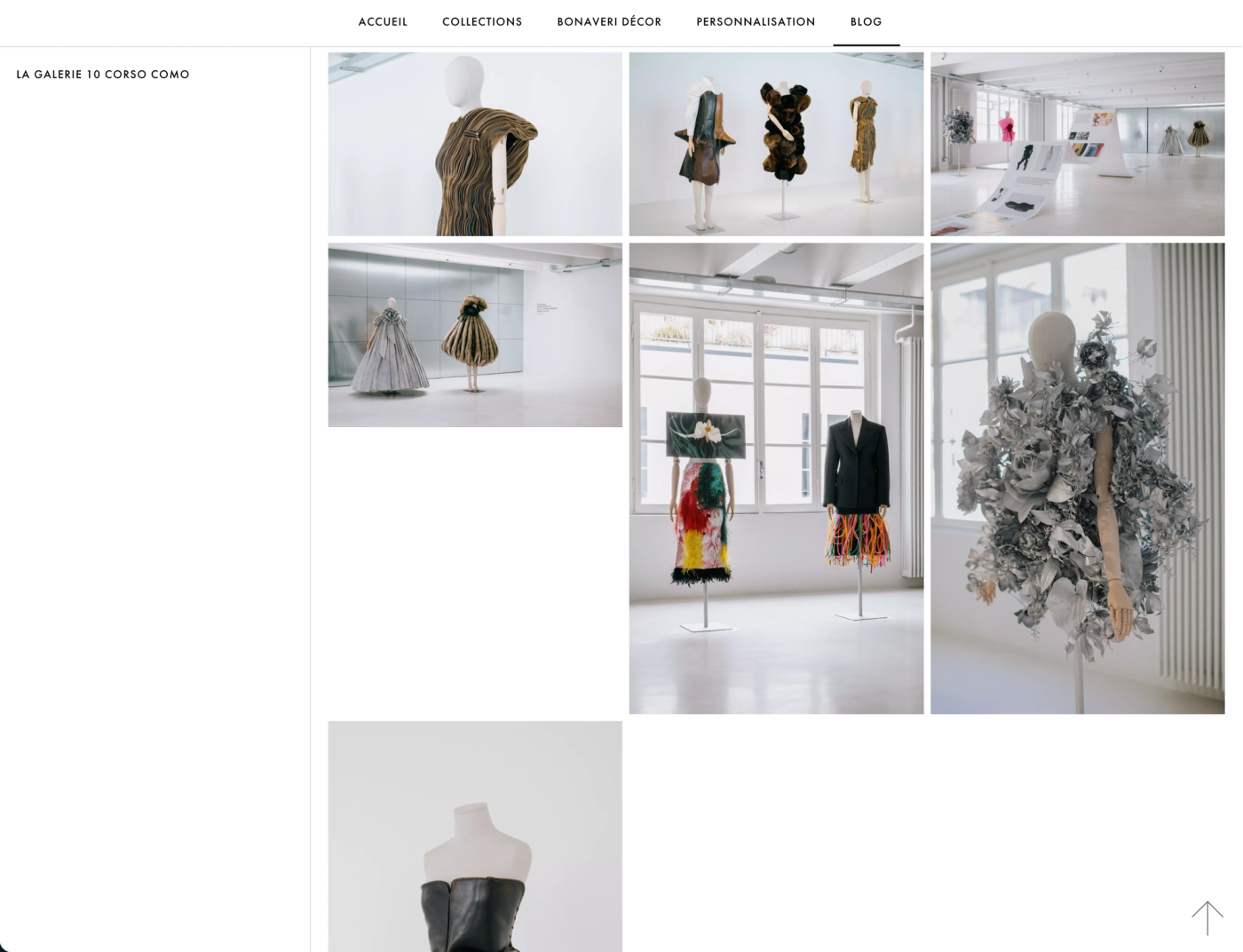 Bonaveri France collection page with a grid of mannequin displays
