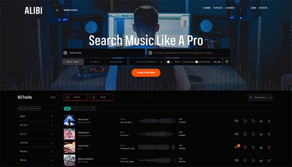 Screenshot of ALIBI Music Library