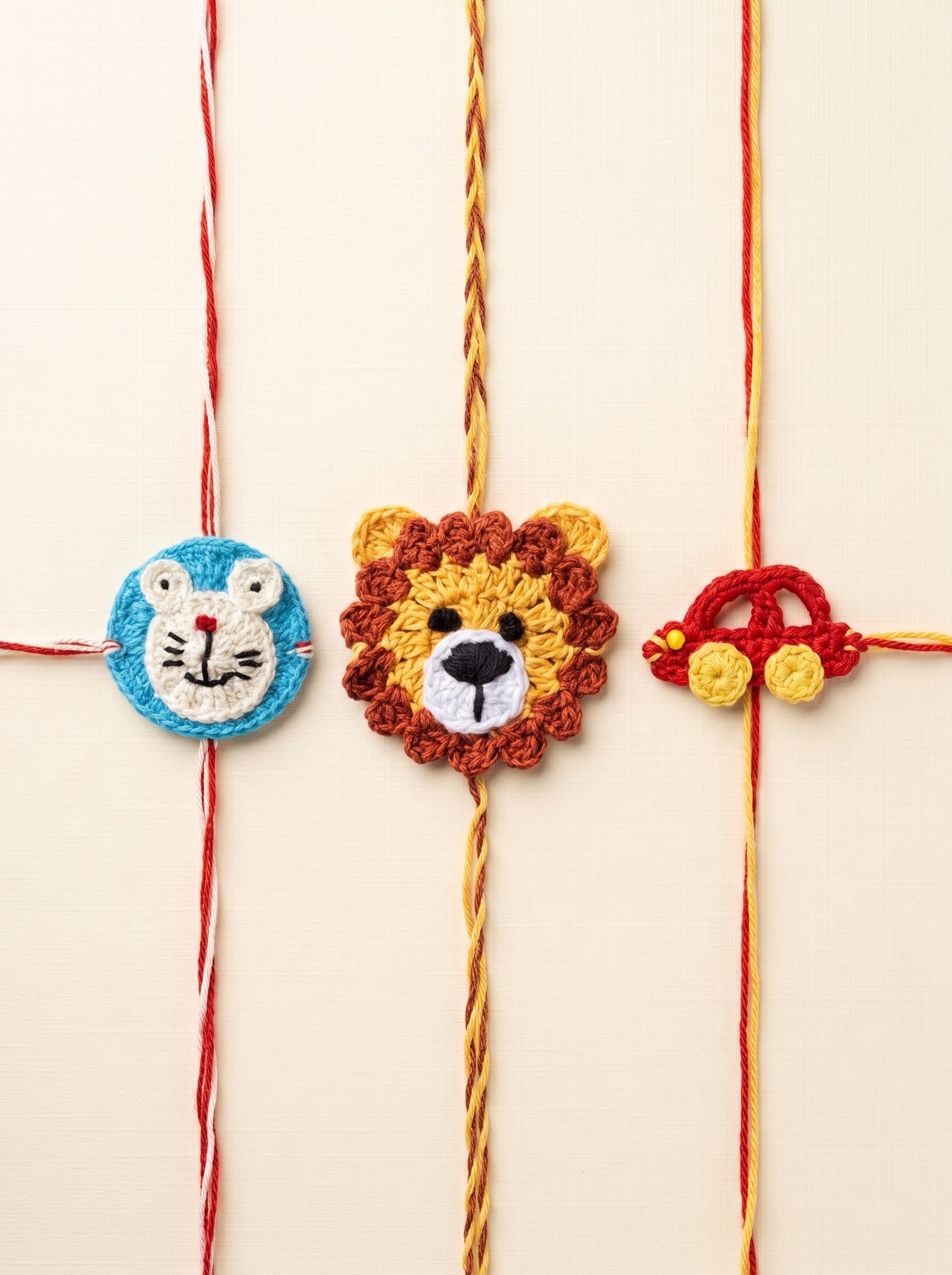 Doremon+Car+Lion Set of Three Rakhis