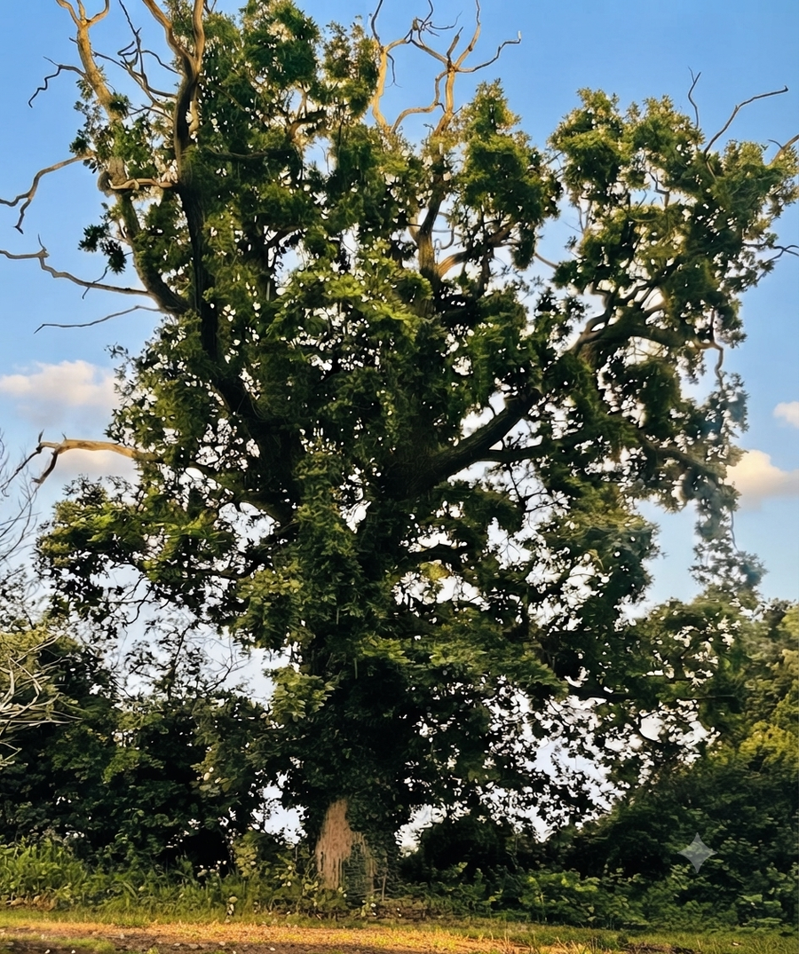 Mick's oak, the mature tree at the heart of the estate's story