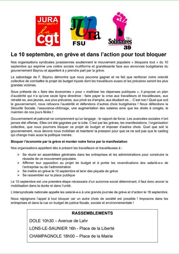 Communiqué commun  CGT-FSU-SOLIDAIRES 