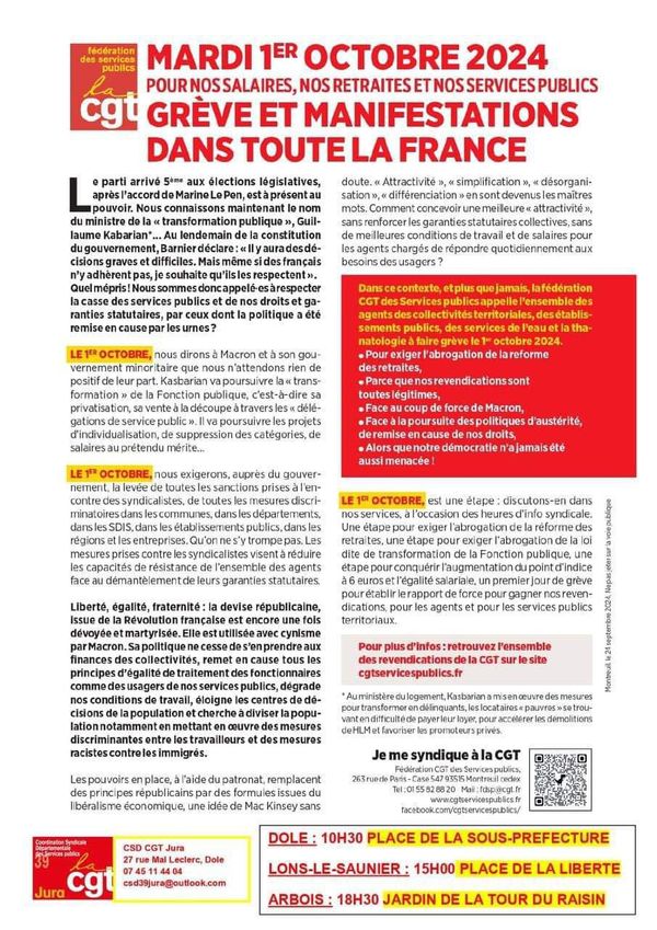 Tract du rassemblement du 1er octobre 2024