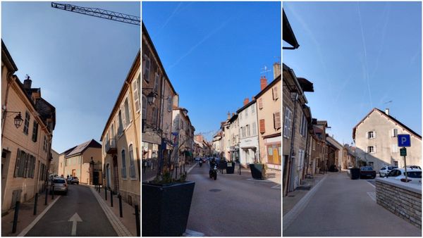 Trois quartiers différents à Poligny récemment rénovés sans aucune trace de végétation.