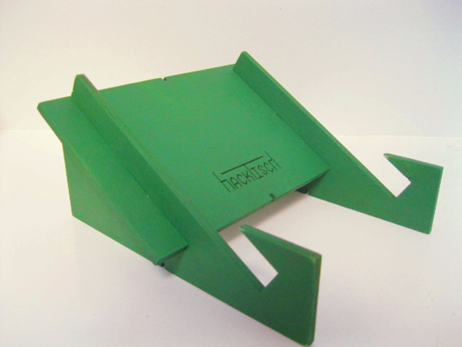 Laser cut Hacktisch laptop stands I designed way back