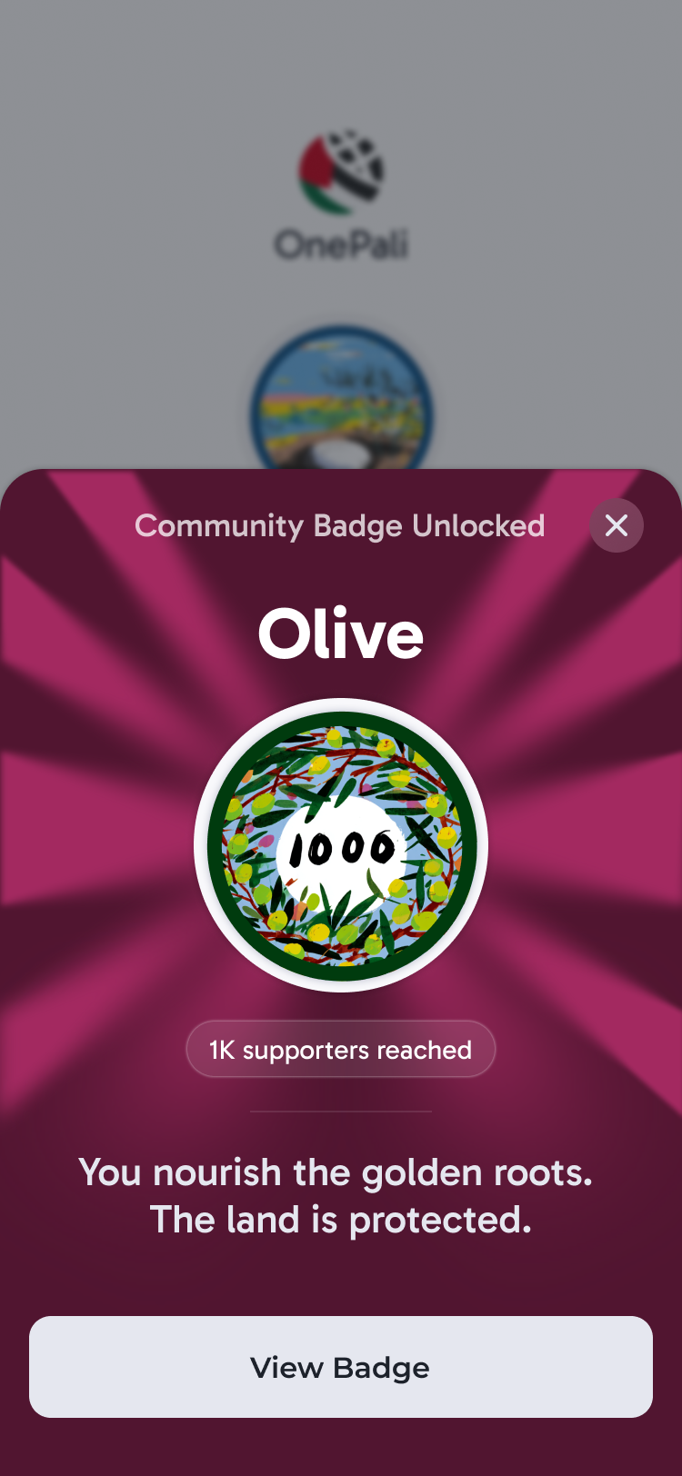 Awarded to all when the community hits 1k supporters