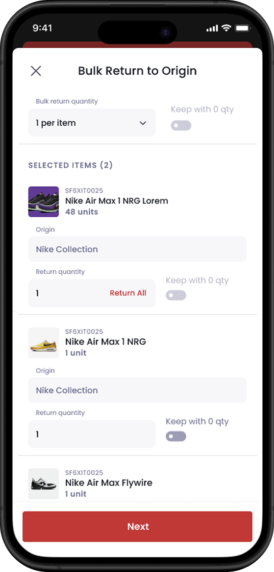 Mobile bulk return flow