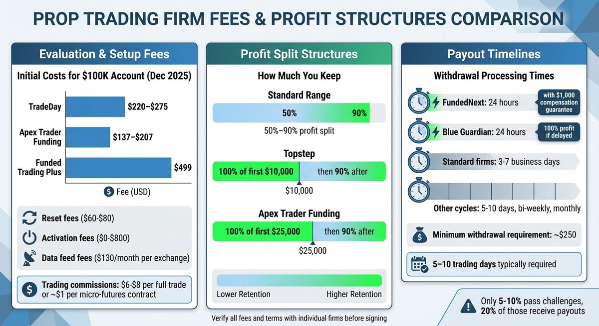 Prop Firm Fee Structures and Profit Split Comparison Chart