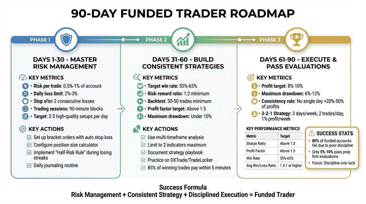 90-Day Funded Trader Roadmap: Risk Management to Evaluation Success