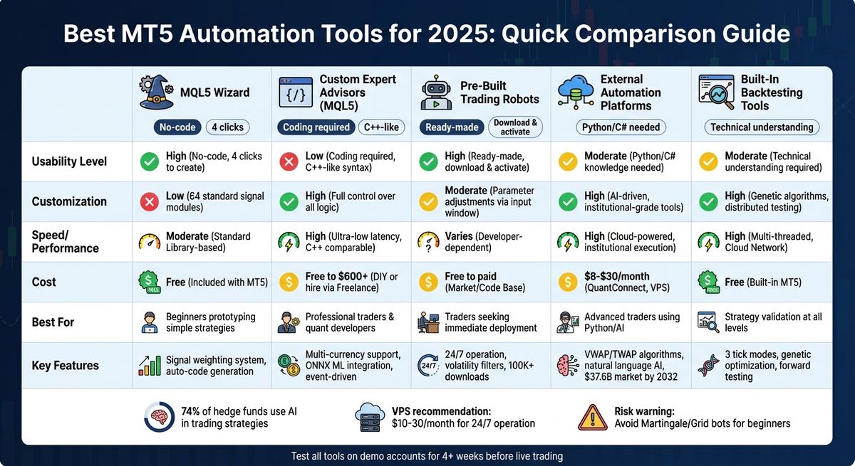 MT5 Automation Tools Comparison: Features, Usability, and Best Use Cases