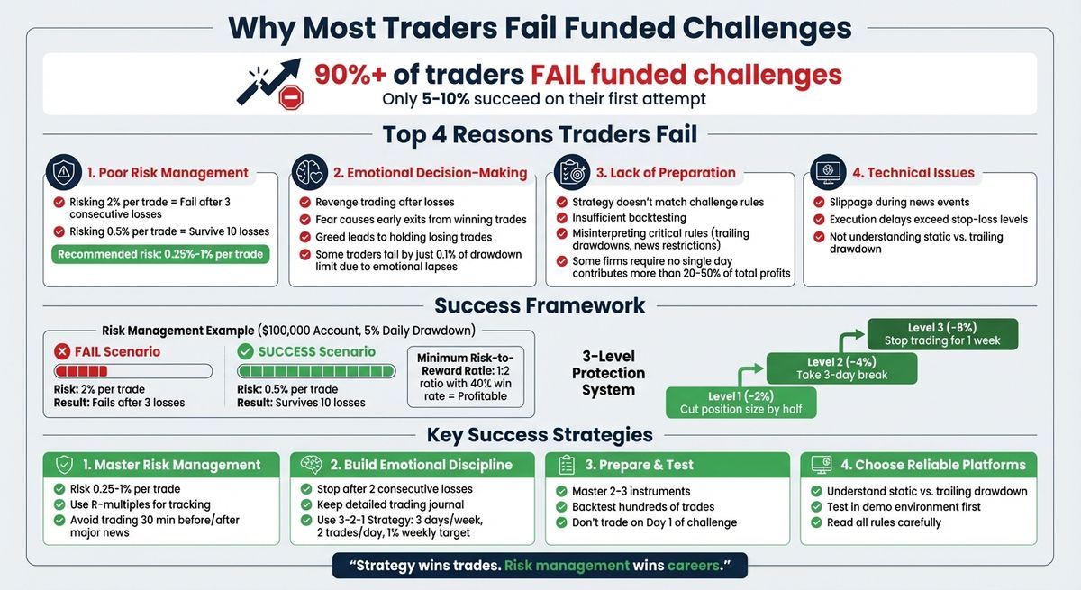 Por qué el 90% de los traders fracasan en desafíos financiados: estadísticas clave y estrategias de éxito