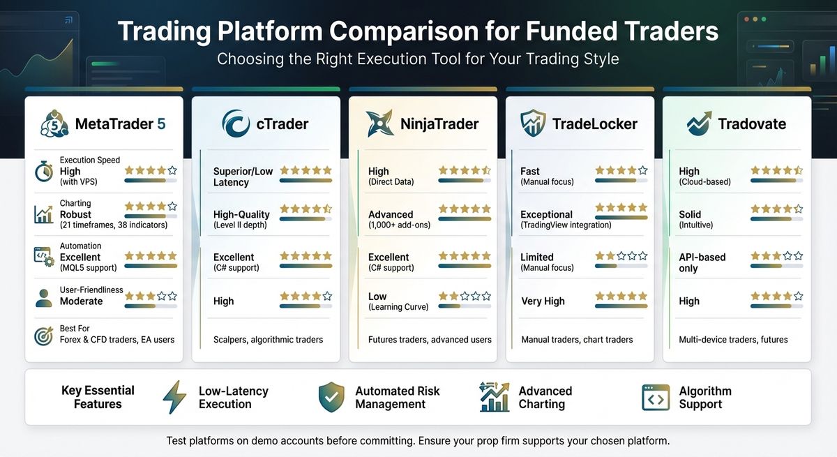 Trading Platform Comparison for Funded Traders 2025