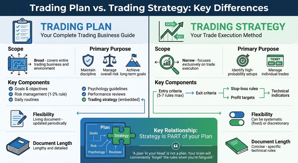 Plan de Trading vs Estrategia de Trading: Comparación de Diferencias Clave