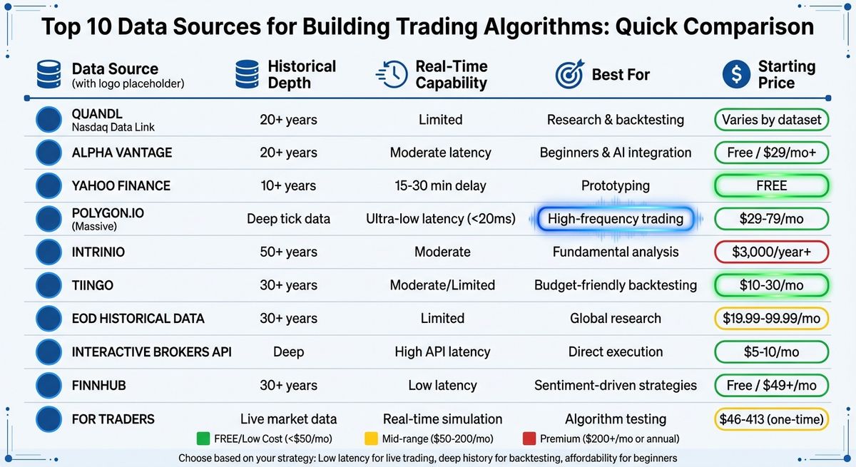 Top 10 Trading Algorithm Data Sources Comparison Chart