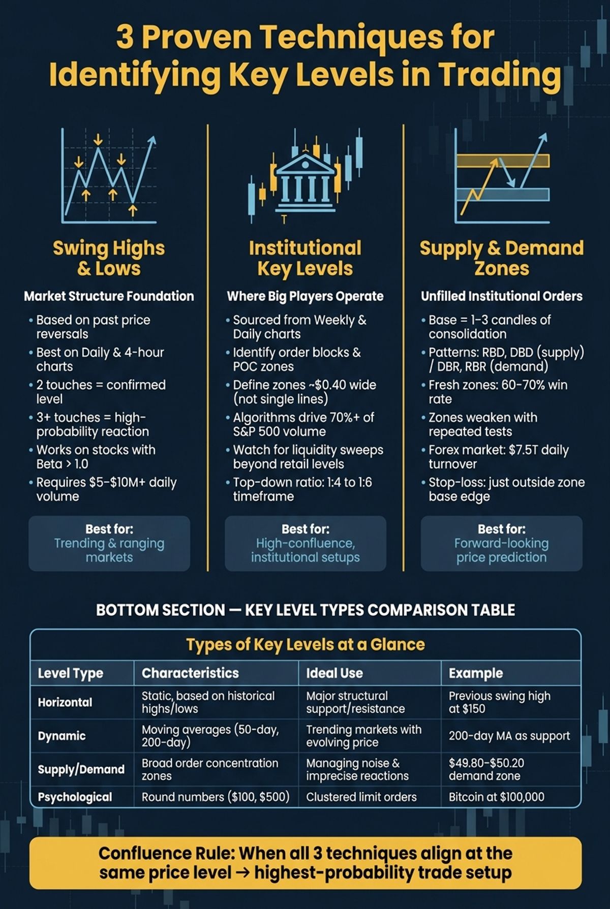 3 Key Level Identification Techniques: Comparison Guide for Traders
