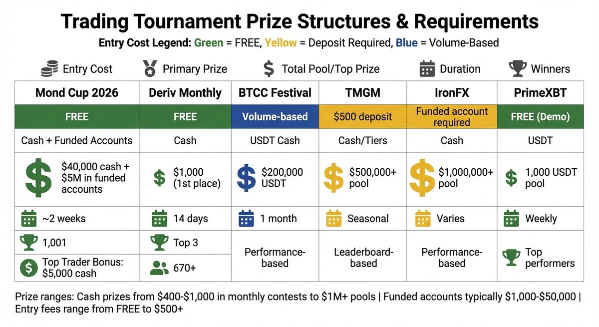 Trading Tournament Prize Structures and Requirements Comparison 2025-2026