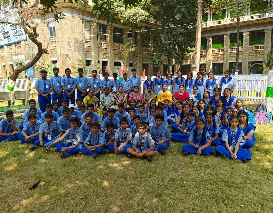 Students learning in modern classroom at Santhan High School