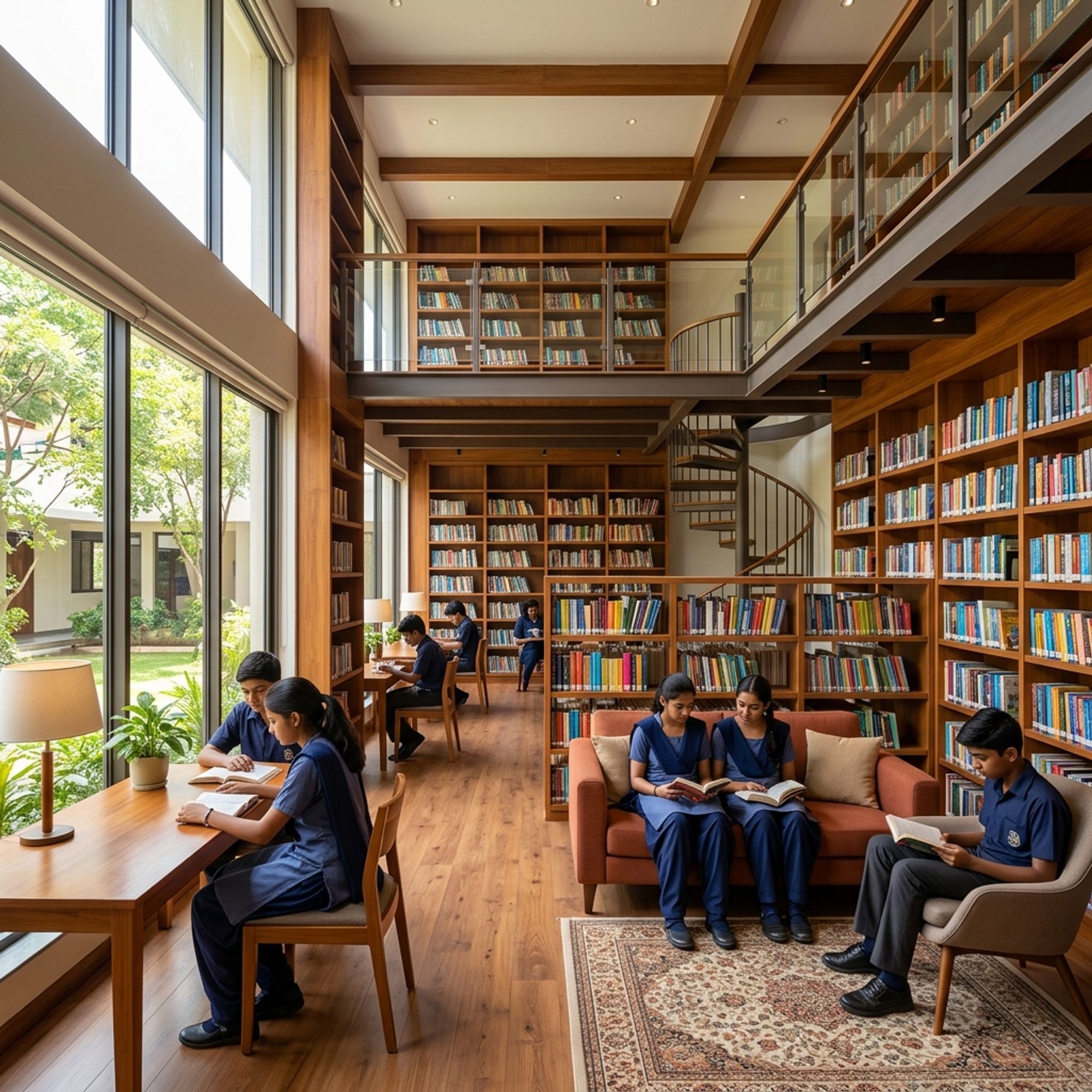 Santhan High School library with rich book collection