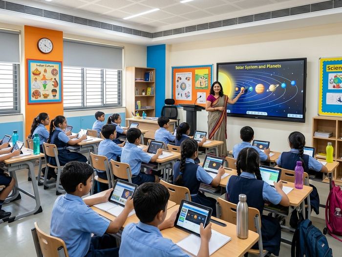Digital classroom with smart boards and interactive technology
