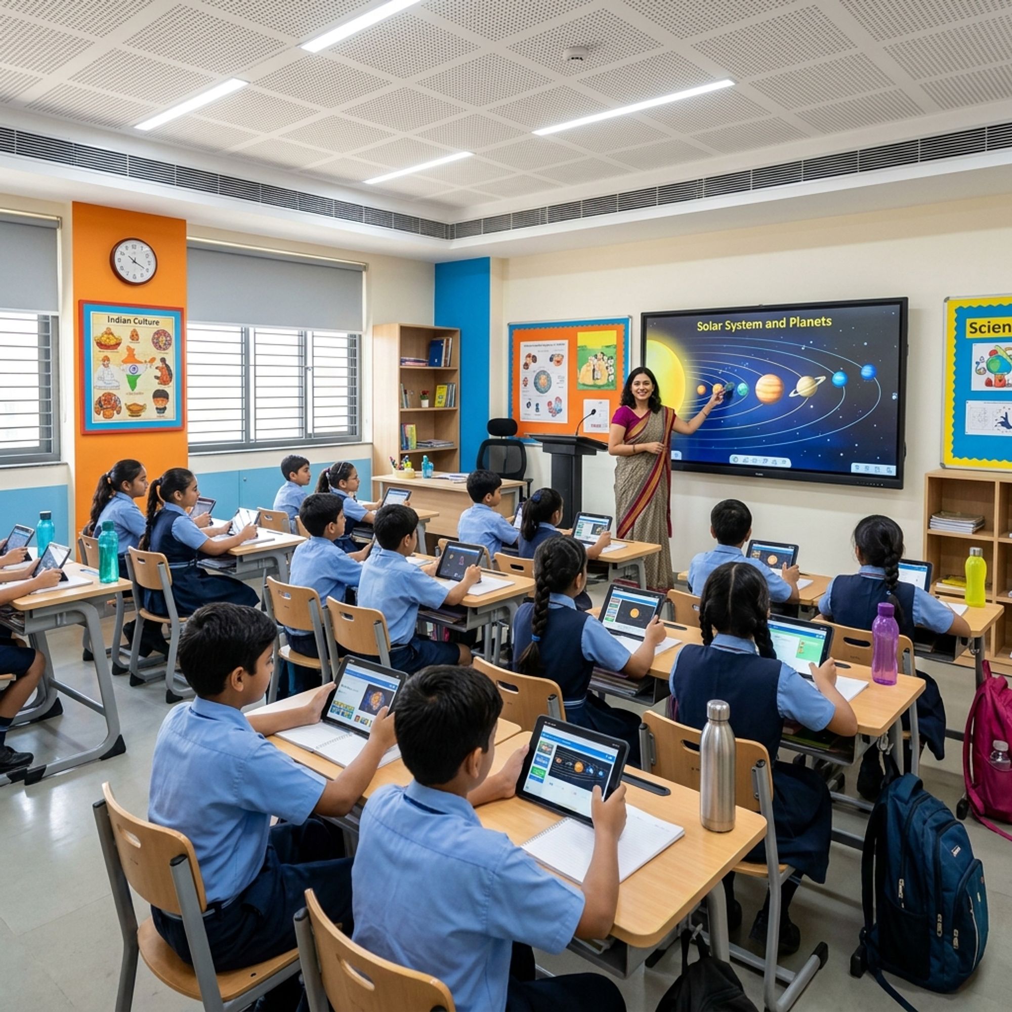 Digital classroom with smart boards at Santhan High School