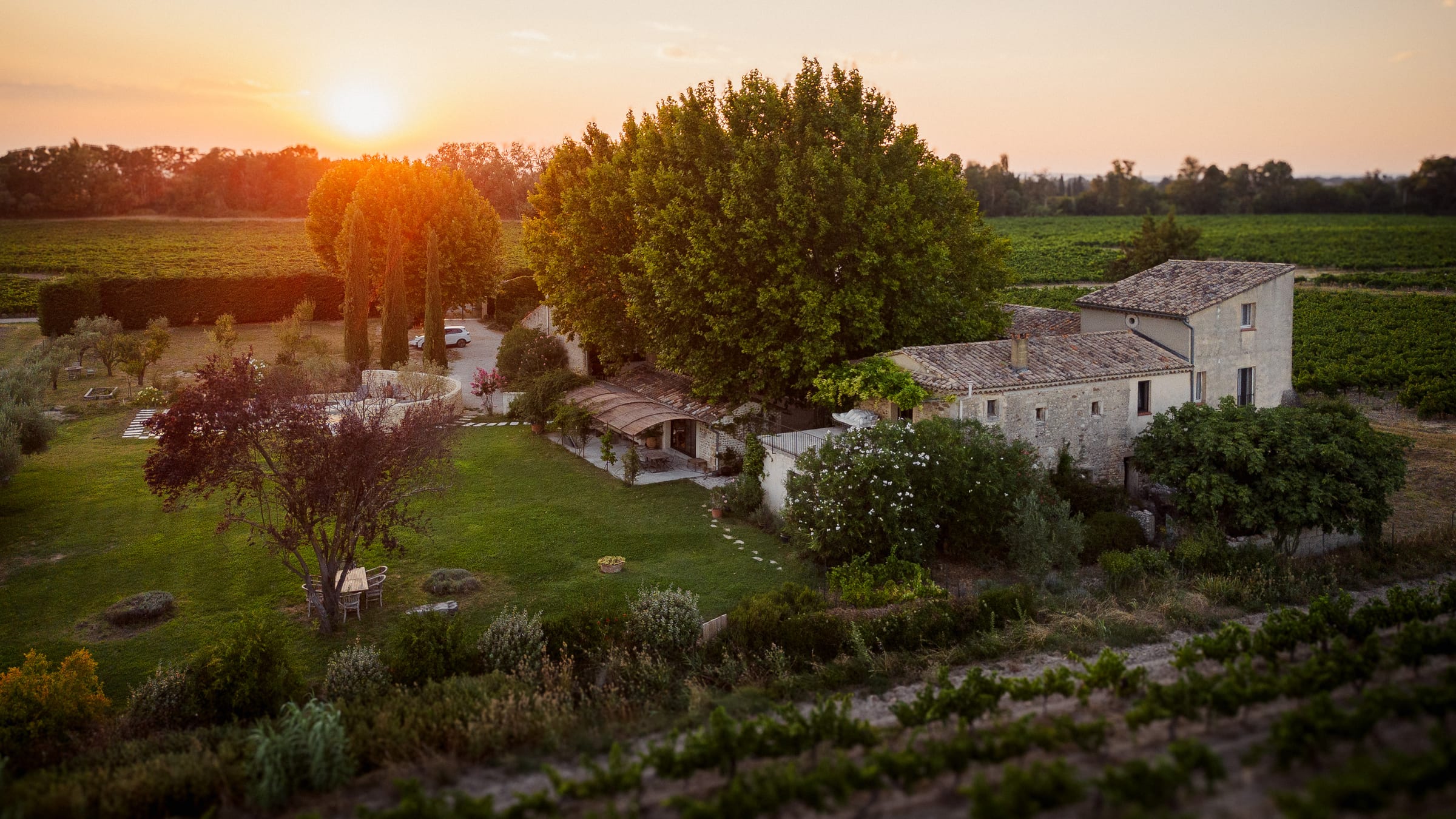 Le domaine au coucher du soleil