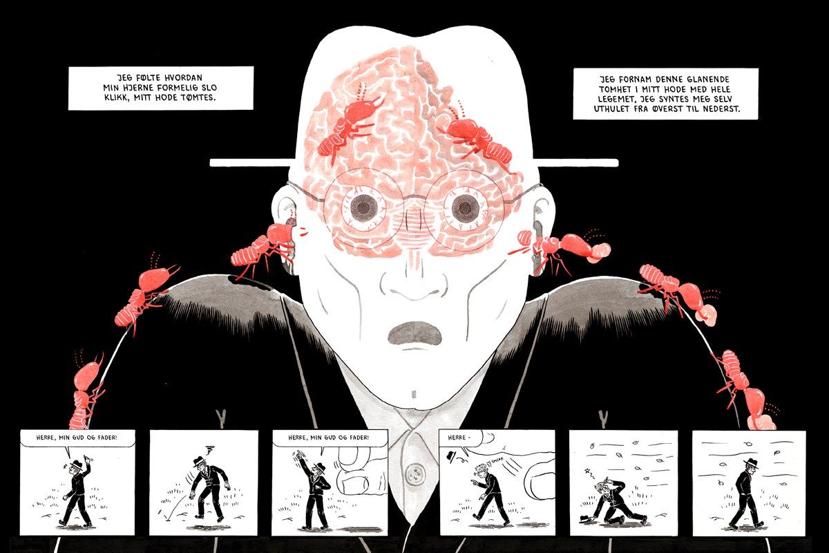 Spread from Martin Ernstsen’s graphic-novel adaptation of Knut Hamsun’s Hunger