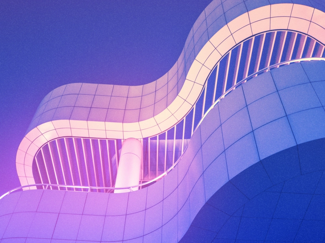 Abstract image of a curved building