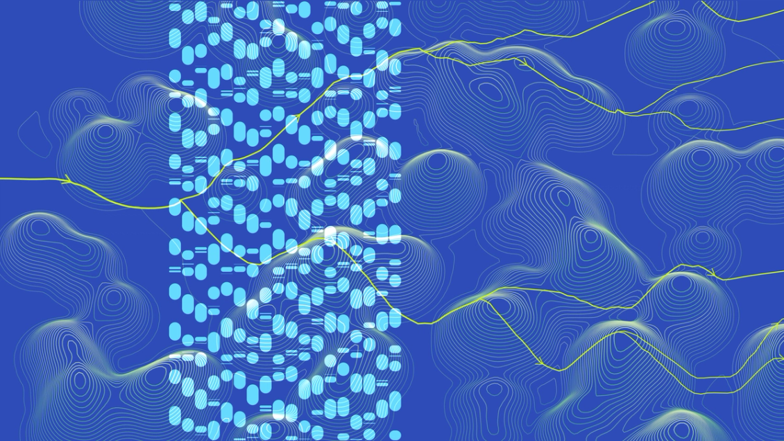 An abstract image of dots across a path