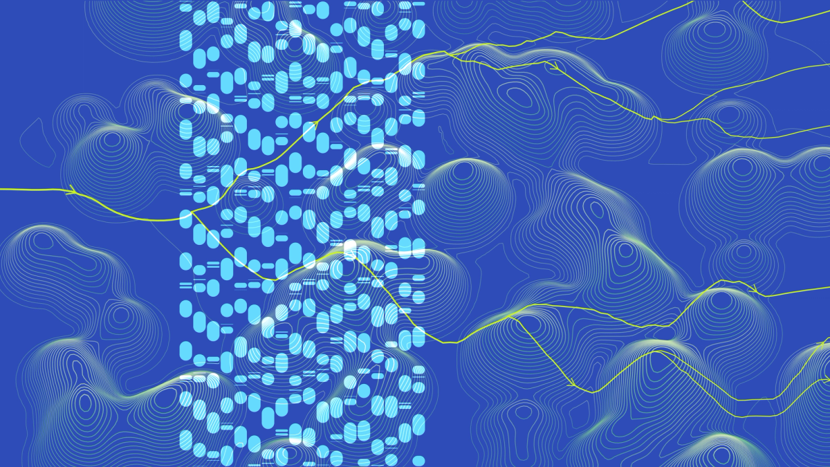 An abstract image of dots across a path