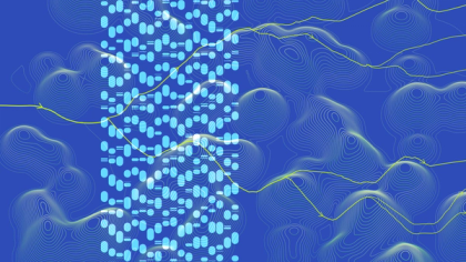 An abstract image of dots across a path