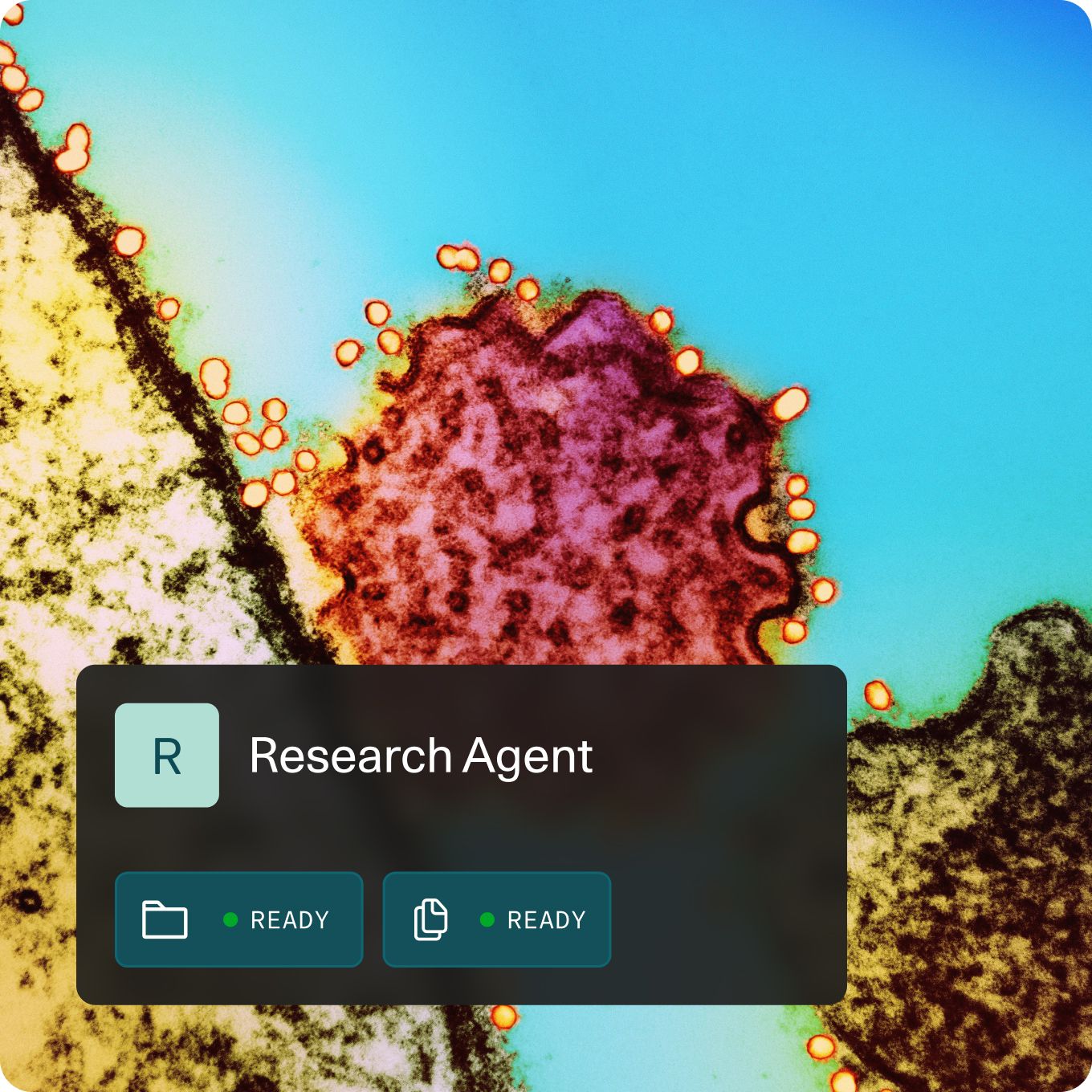 A UI card labeled ‘Patient reminder automation’ with a Run button, placed on a pastel purple background featuring circular liquid-like bubbles.