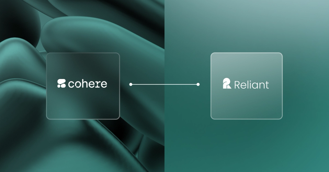 Cohere and Reliant AI logos against green background