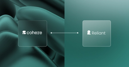 Cohere and Reliant AI logos against green background
