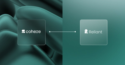 Cohere and Reliant AI logos against green background