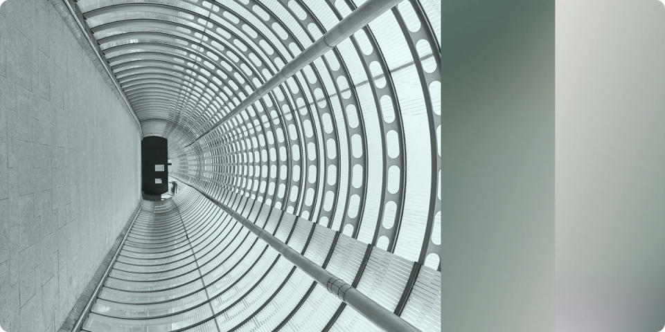 Abstract imagery of circular hallway