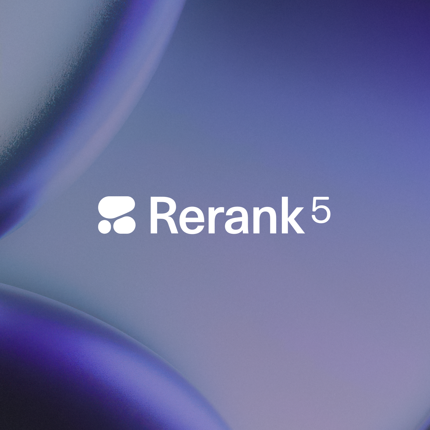 Rerank logo and text centered on a purple abstract background with smooth, rounded shapes.