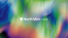 North Mini Code product announcement on a blurred background.
