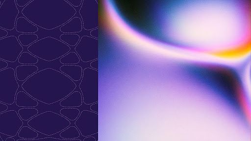 An abstract purple image, with organic graphic design.