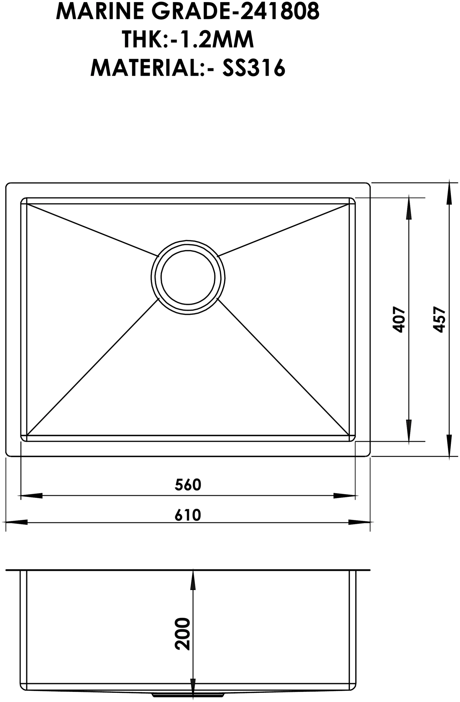 15 Marine Grade technical drawing
