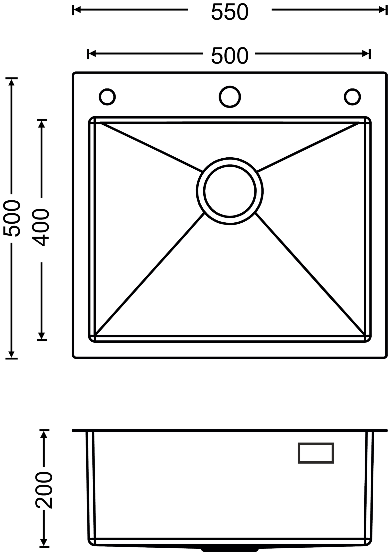 SS Workstation 550 technical drawing