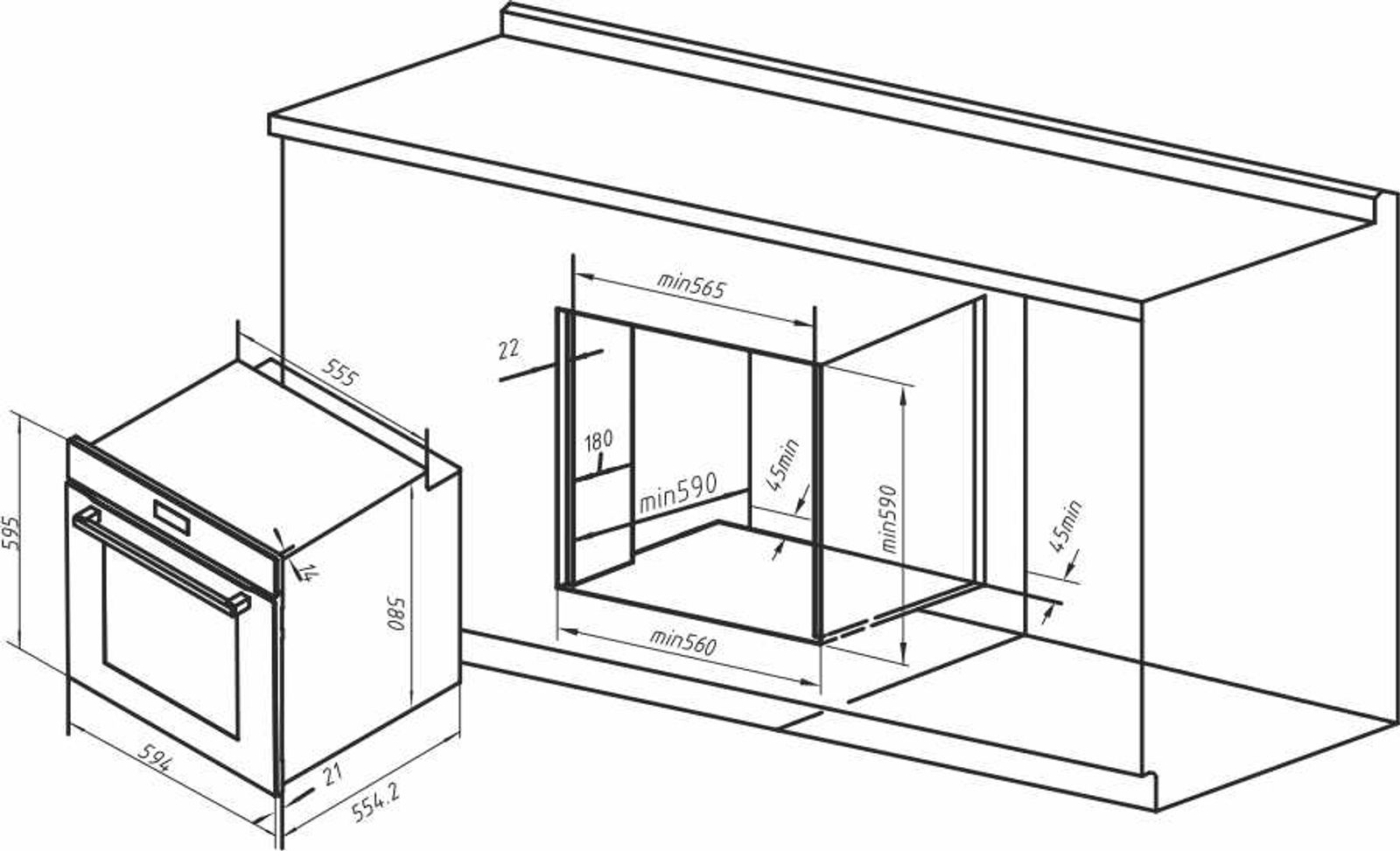 Smart Oven BIO-06 technical drawing