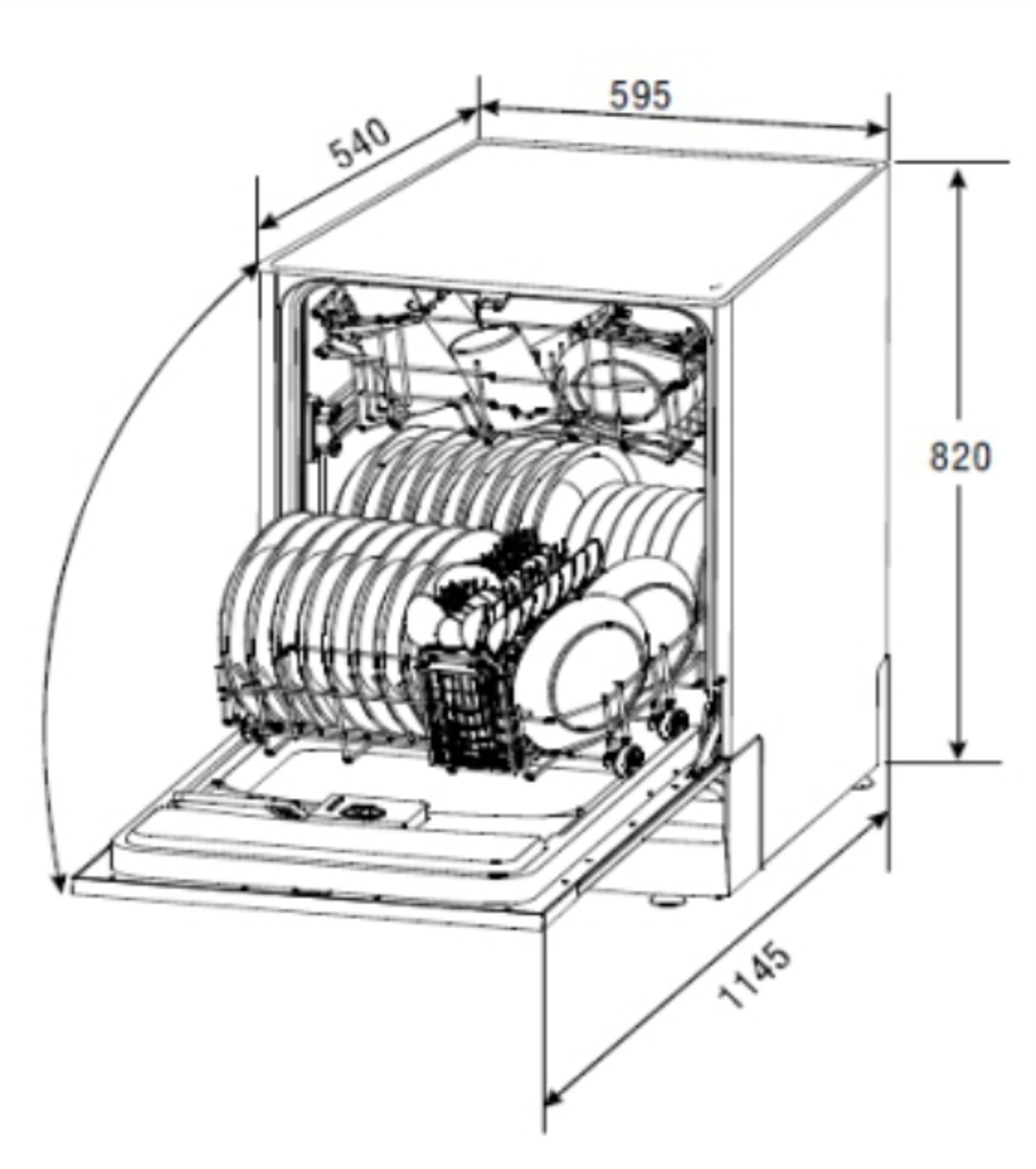 Built In Dishwasher DW – 02 technical drawing