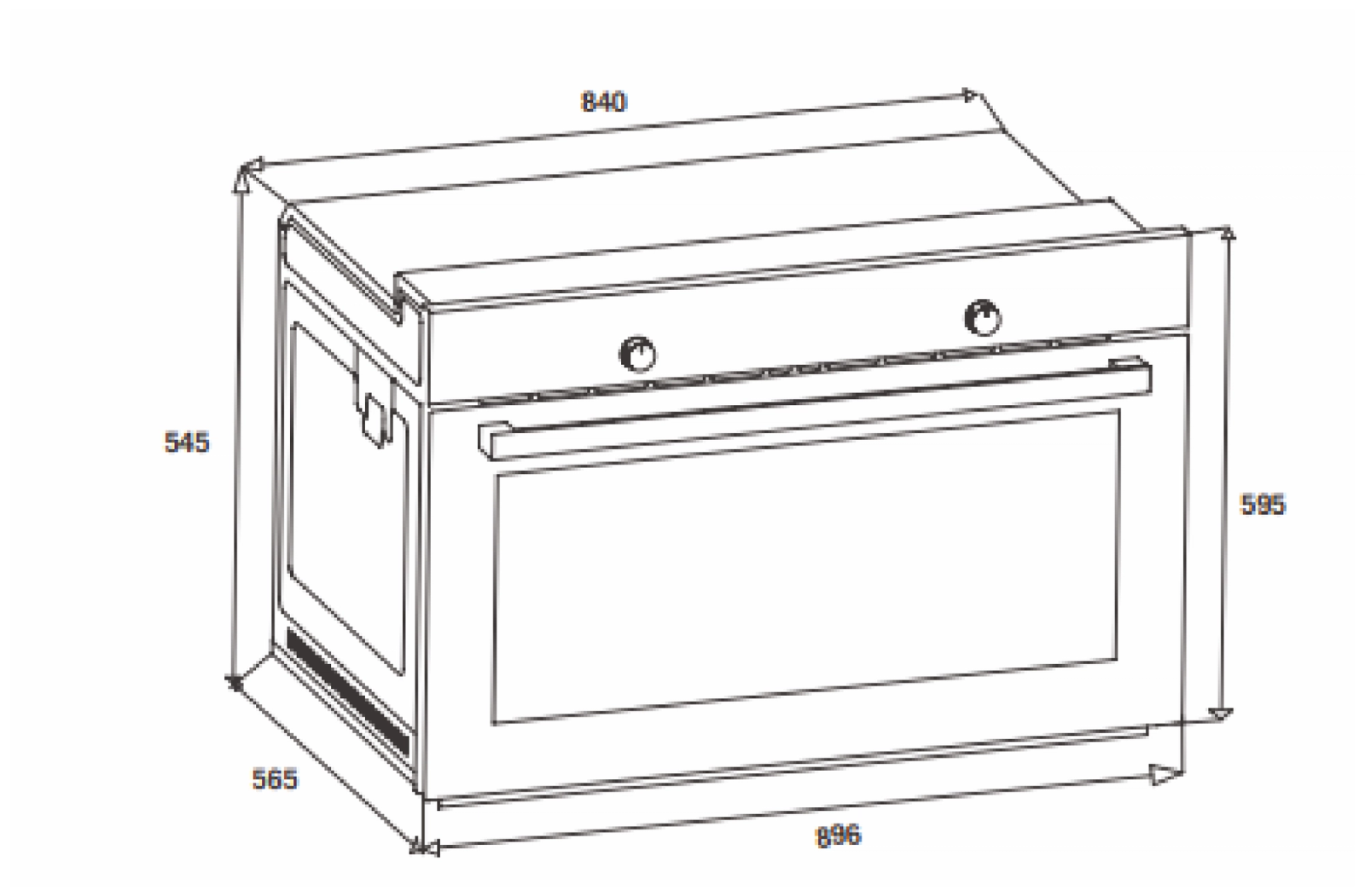 Linear Electric Oven 90 technical drawing