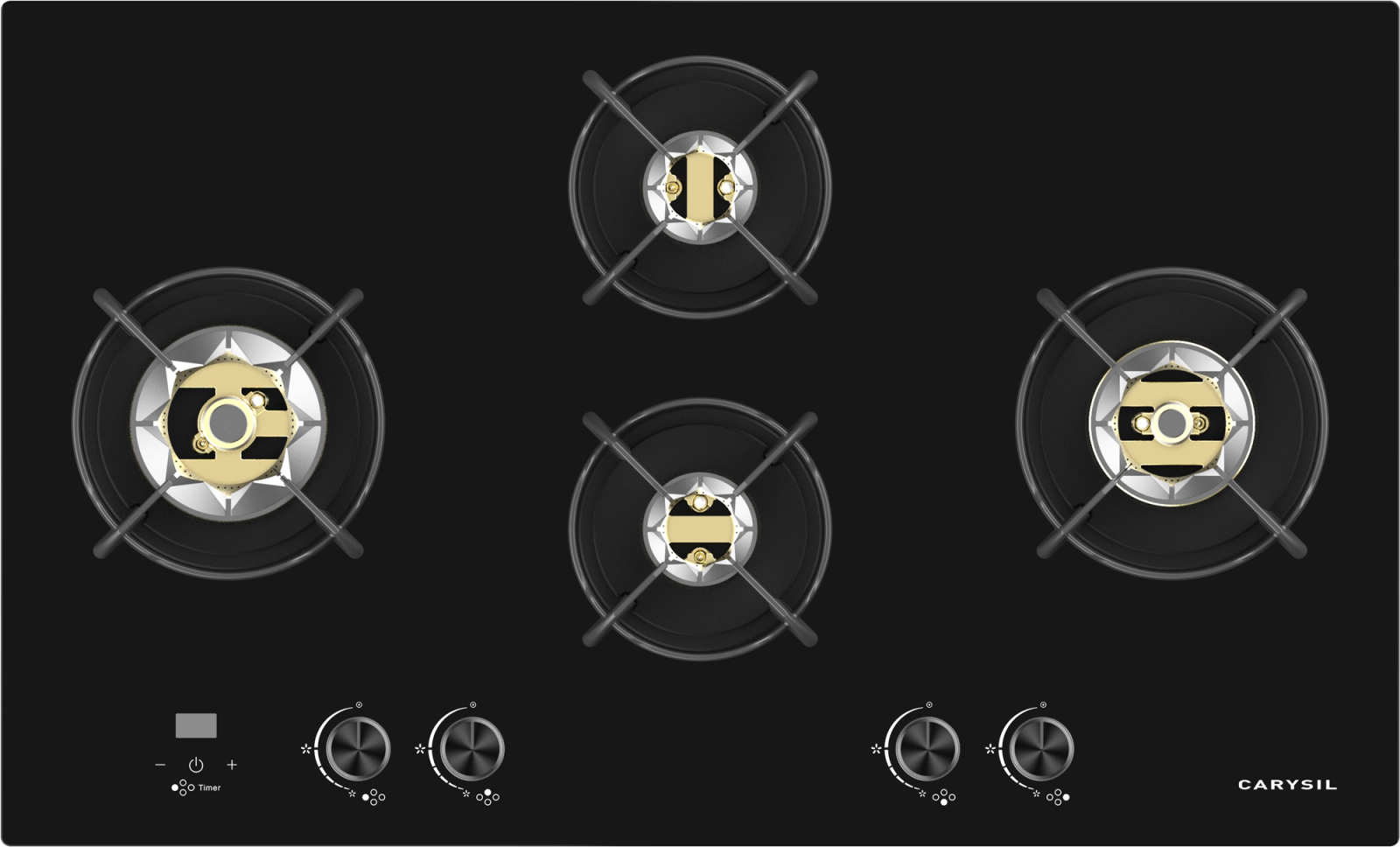 Carysil Sapphire 90cm Built-in Glass Hob, 4 Brass Burner