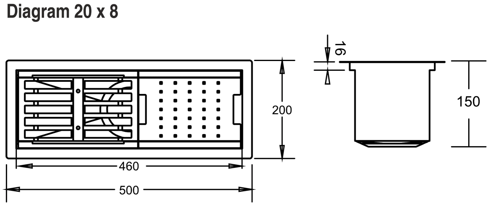 Drying Channel 500 technical drawing